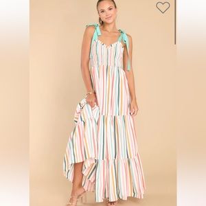 Wishing For You Desert Sage Multi Stripe Maxi Dress